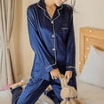 thumbnail image 2 of (size M) Women's Soft Silk Satin Long Sleeve Sleepwear Pajamas Set, 2 of 3
