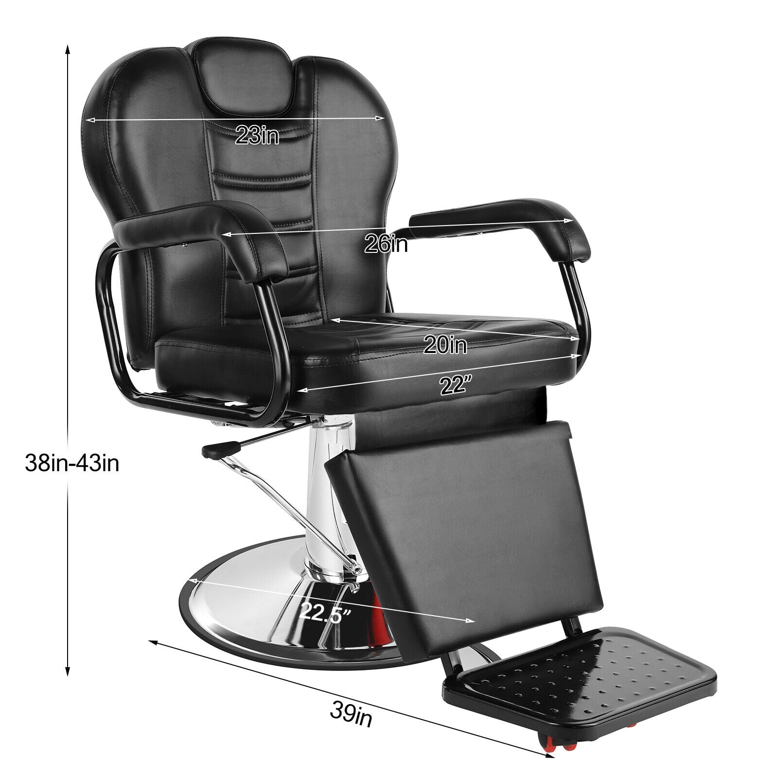 Artist Hand Hydraulic Heavy Duty Recliner Barber Chair Salon Spa Shampoo (Black)