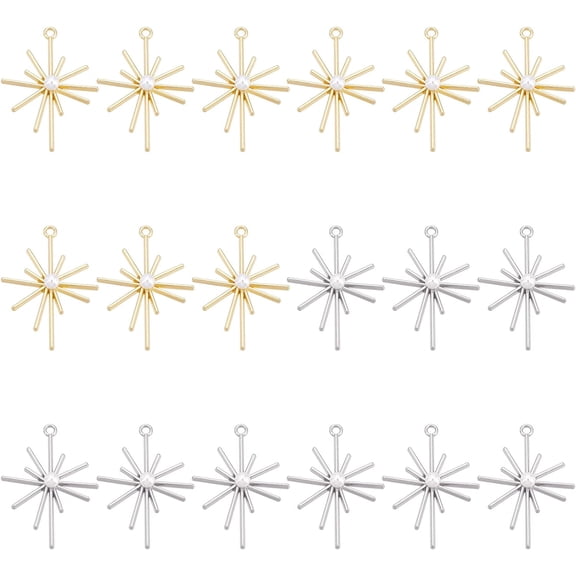 20Pcs 2 Colors Alloy Star Pendants Star Dangle Charms with Acrylic Pearl Beads Celestial Pendants Jewelry Findings for DIY Craft Bracelet Necklace Jewelry Making
