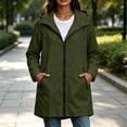 thumbnail image 5 of BRGZLK Long Rain Jacket for Women Zip Up Lightweight Waterproof Raincoat with Hood Outdoor Windbreaker Trench Coats with Pockets for Hiking Travel Army Green S, 5 of 8