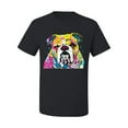 thumbnail image 2 of Wild Bobby Dean Russo Neon Colorful Pug Dog The Bulldog Dog Lover Men Graphic Tee, Black, Small, 2 of 5