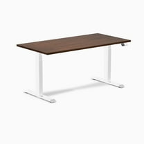 Desky Dual Rubberwood Sit Stand Desk - Red Walnut / 60 X 30 Inches / White