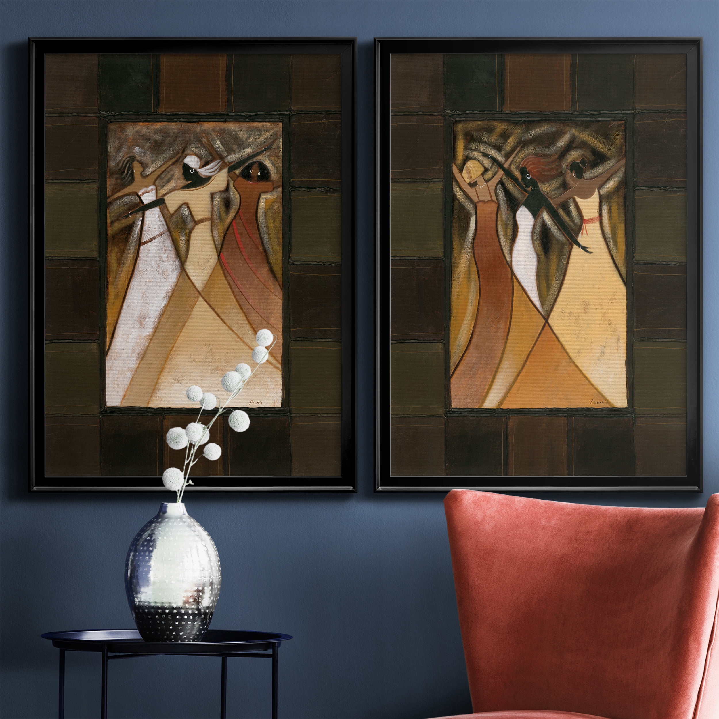 2 Piece Set Divine Grace I Premium Framed Canvas - Ready to Hang - 26.5 x 36.5 Each - Black Frame
