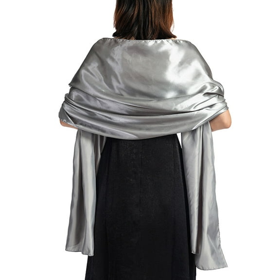 VIEGINE 170x45cm Womens Satin Silky Scarf Wraps Glitter Solid Color Bridal Wedding Party