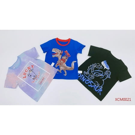 

3pcs Children s T-shirt Set Pure Cotton T-shirts Kids Boy Cute Summer Toddler Cartoons Dinosaur Printed Comfort Tops A 3T