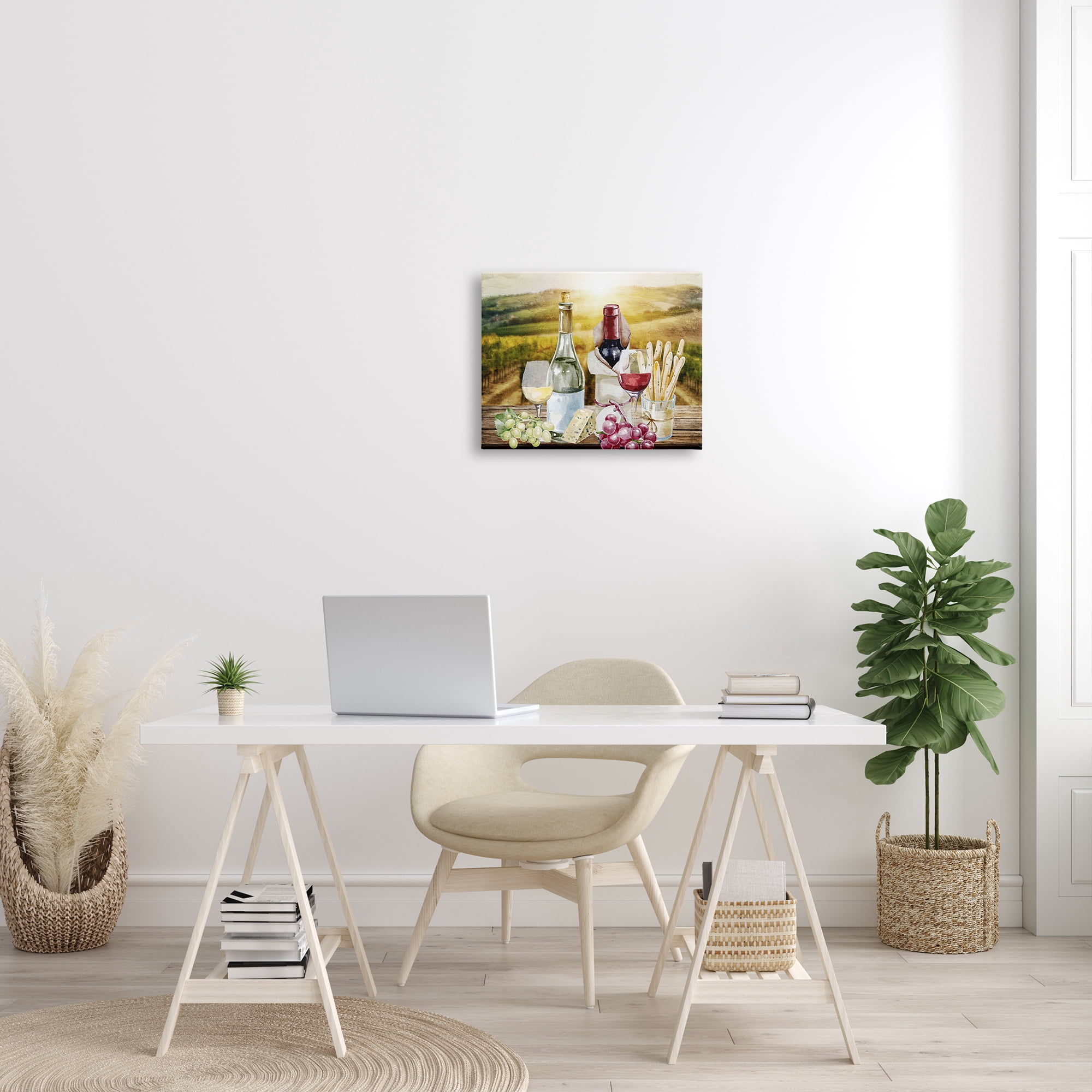 Stupell Industries Wine in Vineyard Landscape Food & Beverage Painting Gallery Wrapped Canvas Print Wall Art, 20 x 16