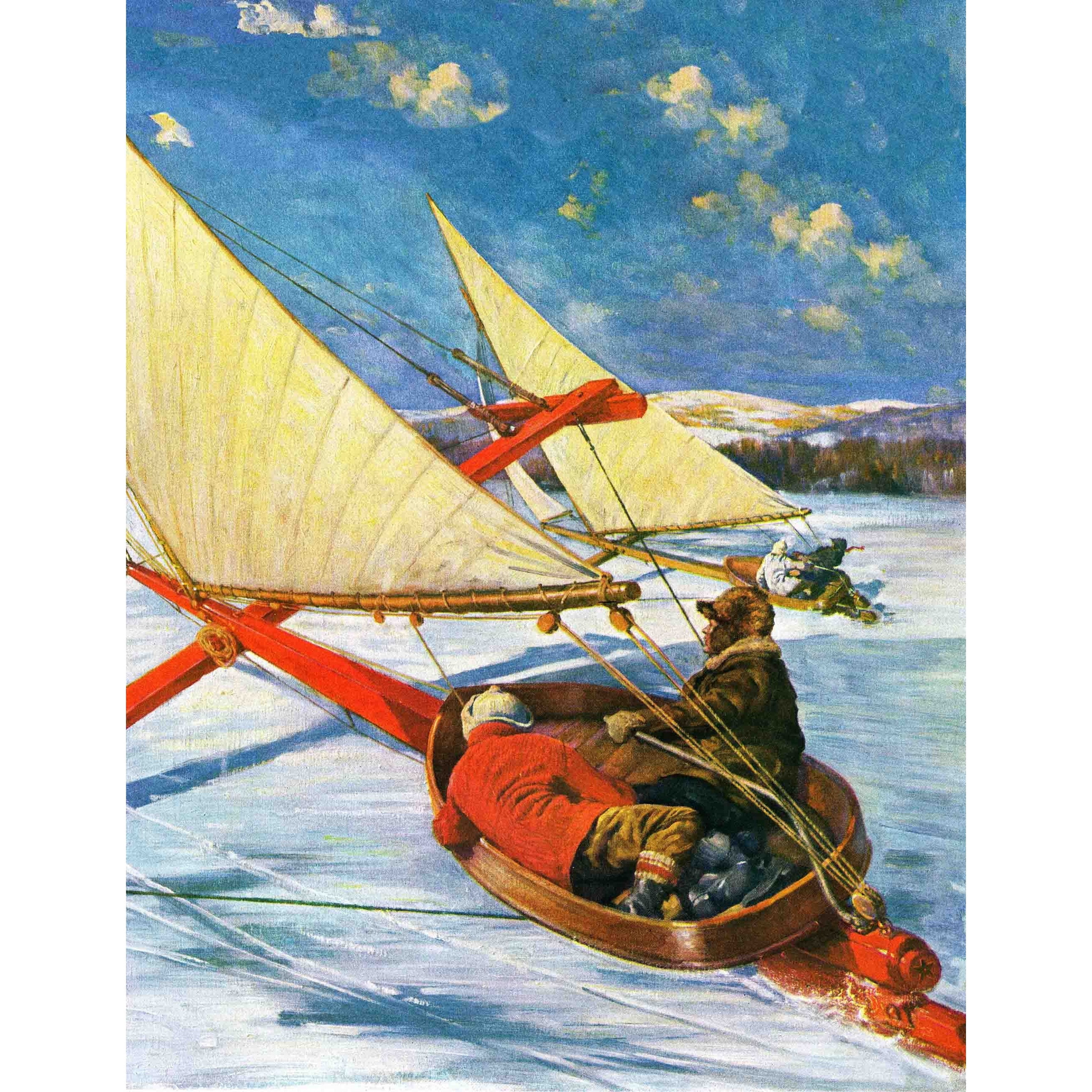 Marmont Hill Ice Boating by Anton Otto Fischer Painting Print on Canvas