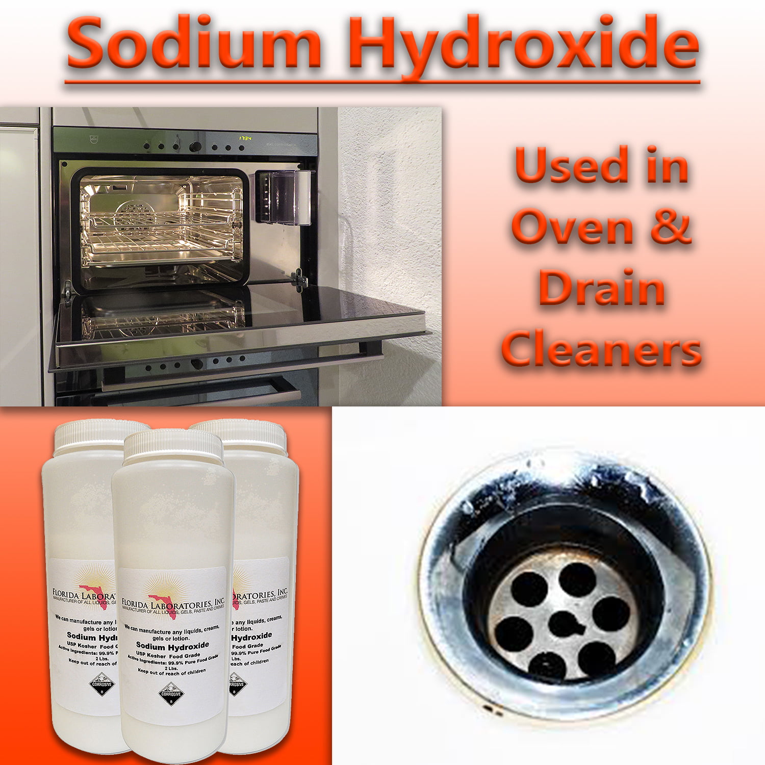  Sodium Hydroxide - Pure - Food Grade (Caustic Soda, Lye) (2  Pound Jar) : Grocery & Gourmet Food