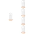 thumbnail image 6 of MLINS 5pcs Clear Galss Dome Cloche with Wooden Base Tay Handle Cloche Bell Jar Cake Display Case Tabletop Centerpiece for Pastry Desserts Cheese Flower, 6 of 8