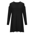 thumbnail image 4 of Kmdttou Women's Summer Casual Black Dress Solid Color Long Sleeved Off Shoulder Round Neck Dress,Fashionable Casual Dresses for Women 2025, 4 of 6