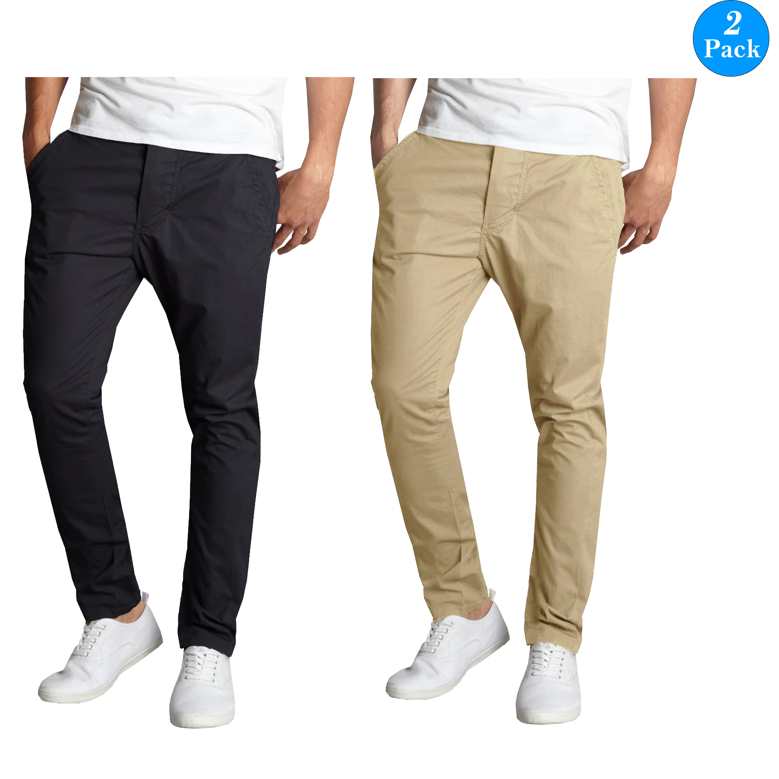 GBH - Mens Slim Fit Cotton Stretch Chino Pants 2 Packs - Walmart.com