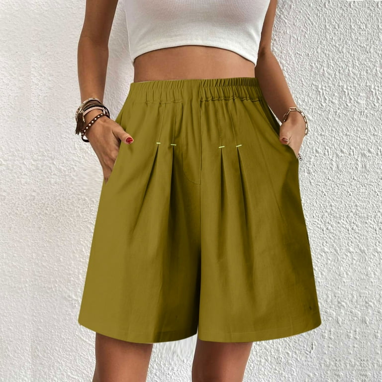 JIKNTTR Women's Short Jeggings New Summer High Waisted Retro Loose