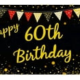 thumbnail image 4 of Glittery Gold Happy 60th Birthday Backdrop Banner with Patterned Flags Party Decorations Photography Props Birthday Party Supplies Celebration Decor, 4 of 7