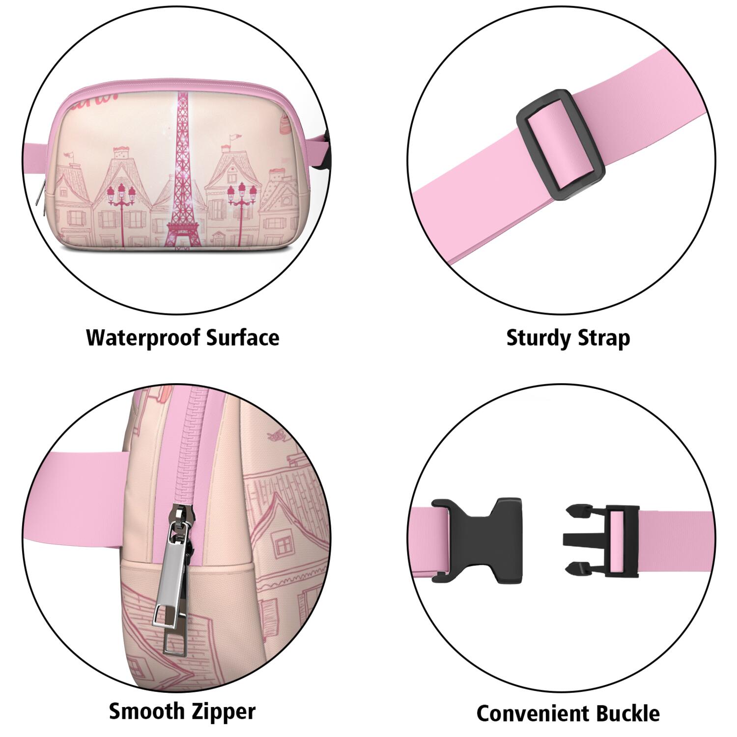 Waist Bag for Men&Women HandsFree Running Belt for Jogging with Adjustable Strap for Outdoors Workout Traveling Paris Sporty Waist Pack