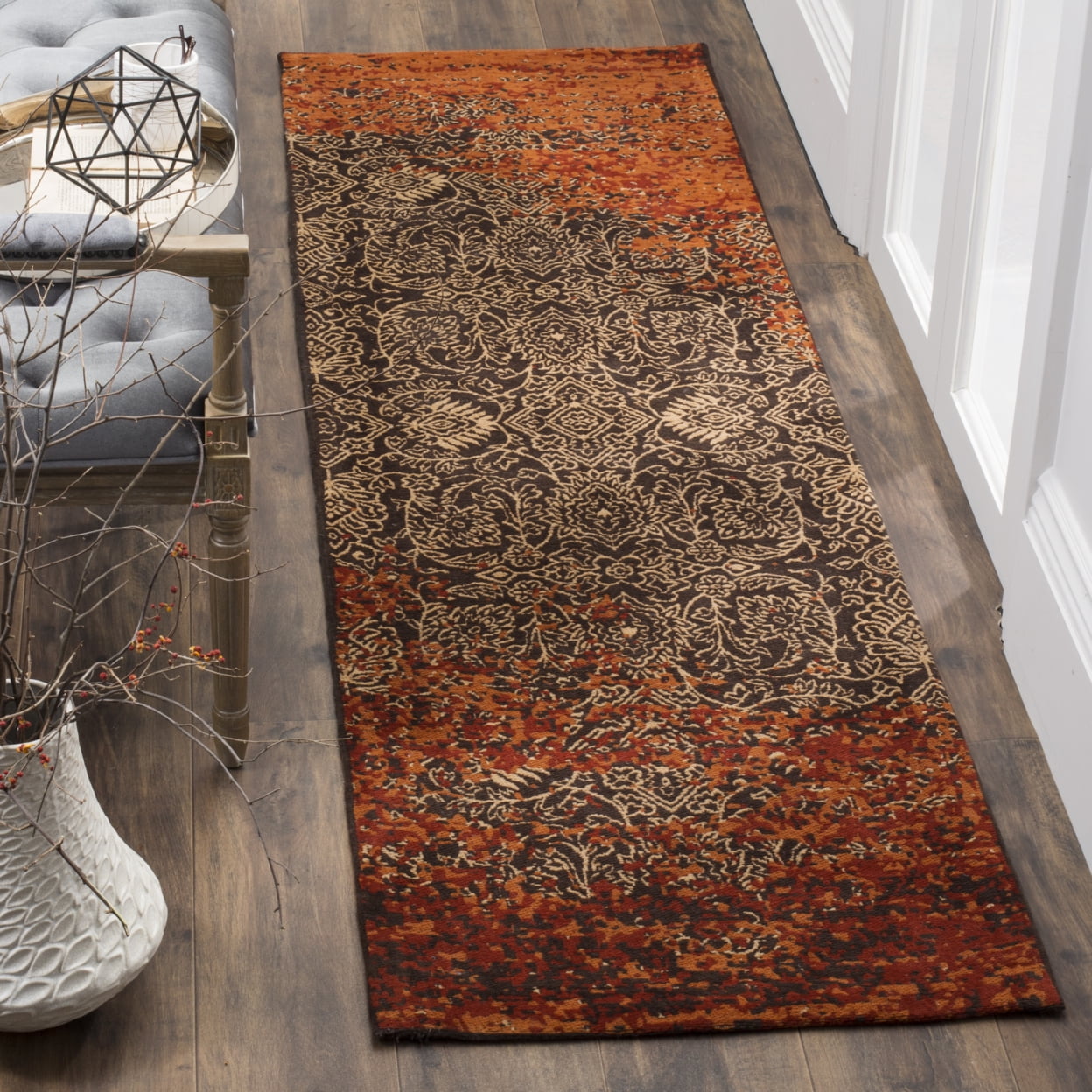 SAFAVIEH Classic Vintage Adelaide Abstract Runner Rug, Rust/Brown, 2'3" x 12'