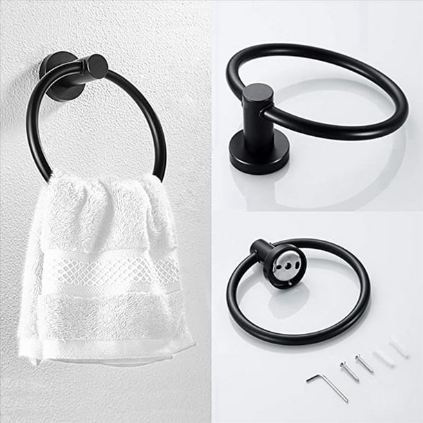 6 Piezas de Hardware de BañO, Anillo de Toalla Negro y Soporte de Papel HigiéNico, BañO de Acero Inoxidable, Toalla de Mano, Toalla