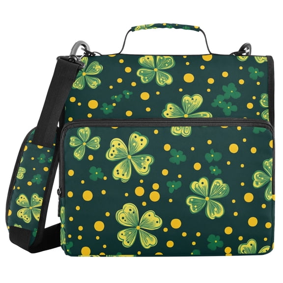 3 Ring Zipper Binder with Shoulder Strap Waterproof Trapper Keeper 2 Inch D-Ring 500 Sheets Capacity Clover and Dots