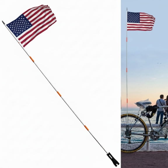 American Bicycle Flags with Pole United State US Bike Safety Flag Replacement Pennant Strip for Outdoor Cycling Riding