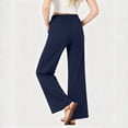 thumbnail image 6 of Women's Soft Fabric Straight Leg Pants with Pockets, Mid Elastic Waist, Stretchy Slim Fit, Casual Business Lounge Wear, Long Pants for Women | UKHCCC,Navy S, 6 of 6