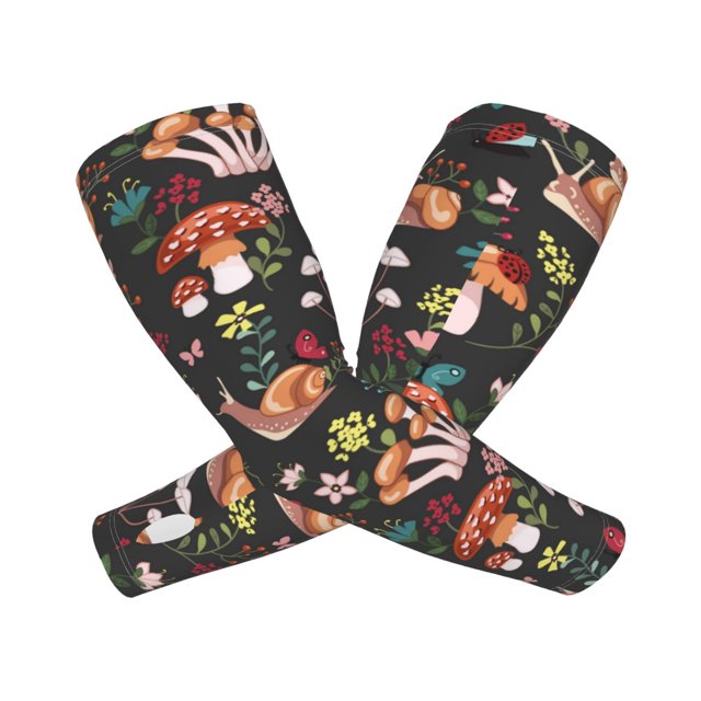 Fotbe Mushroom With Snails Mangas para Brazos con Protección Solar UV- Cubrebrazos para Tatuajes – Mangas Deportivas Refrigerantes UPF 50 para Hombre y Mujer
