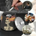 thumbnail image 4 of Yayeee Ashtray with Lid for Cigarette Smokeless Stainless Steel Home Ash Holder, Black Skeleton, 4 of 7