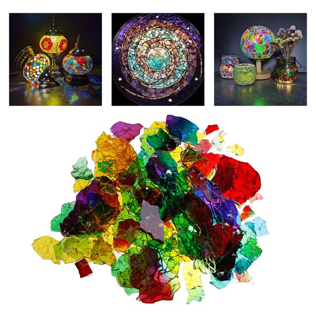 Azulejos de mosaico de colores de 300G, piezas de azulejos de mosaico de artes de rompecabezas DIY para lámpara de , candelabro Macarena Azulejos de mosaico