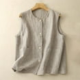 thumbnail image 2 of MESSUEN Summer Business Loose Fit Sleeveless Casual Sleeveless Basic Womens Tops Crop Top Casual Basic Linen Shirts for Women Comfort Blouses for Women Casual Beige L, 2 of 8