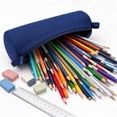 thumbnail image 6 of Cylindrical Pencil Case,Large Capacity Zipper Canvas Stationery Pouch,Spacious Storage Bag for Daily Desk Organizer,Travel Carry,Blue, 6 of 8