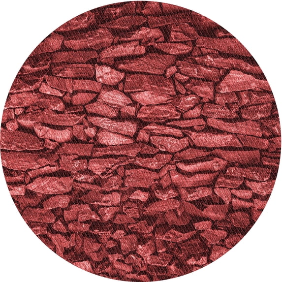 Ahgly Company Indoor Round Patterned Grapefruit Red Area Rugs, 6' Round