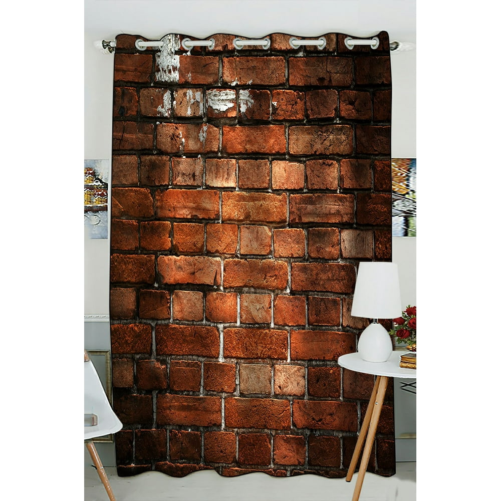PHFZK Vintage Red Brick Window Curtain Blackout Curtain For Bedroom