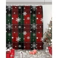 thumbnail image 5 of Polyester Fabric Buffalo Plaid Christmas Shower Curtain, Xmas Snowflake Red Green Waterproof Bathtub Curtain Bathroom Decor Set with Hooks 36 x 72 Inches,, 5 of 6
