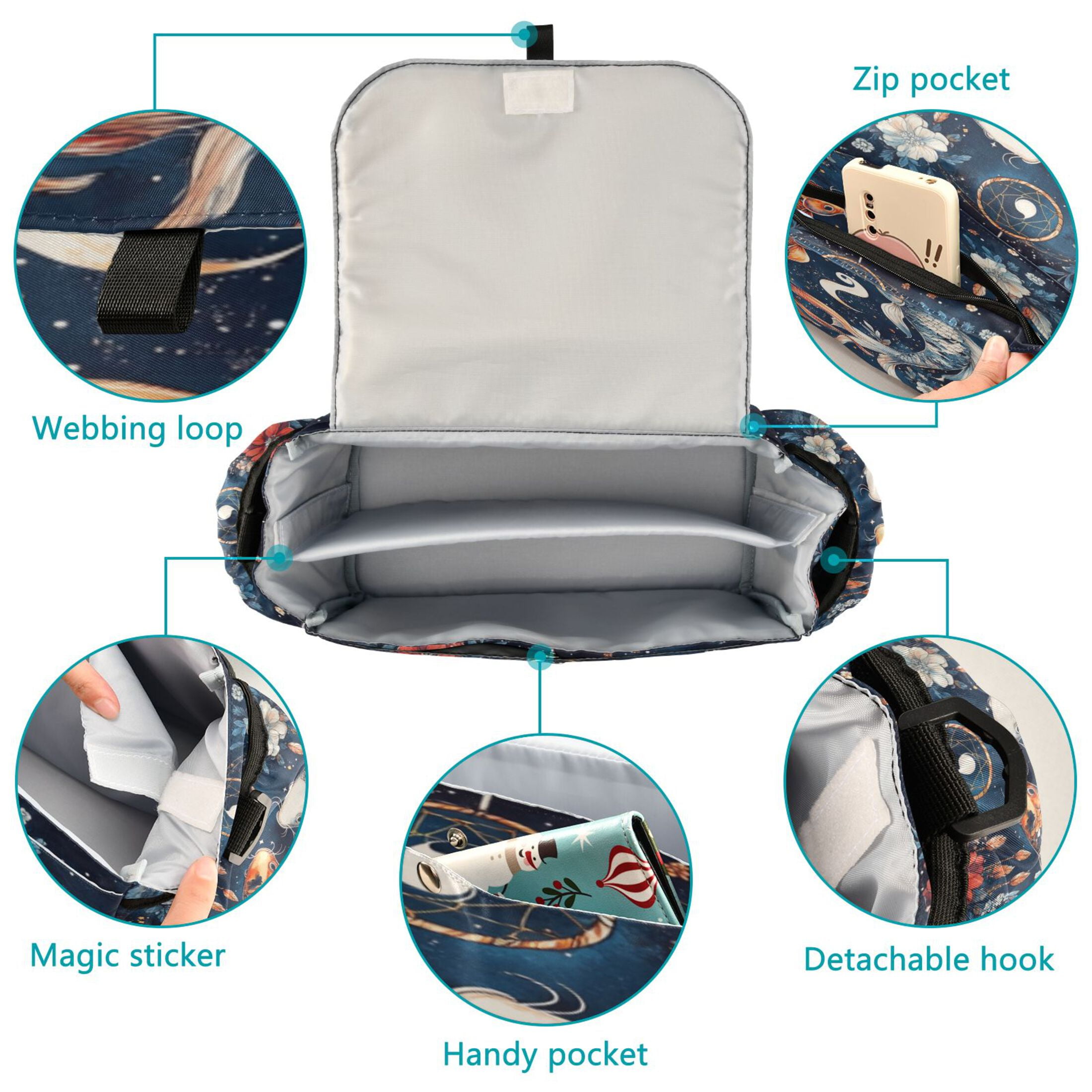 DIXRUYEE Stroller Organizer Celestial Koi Synchronicity Printed