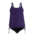 thumbnail image 4 of Husipze Tankini Bathing Suits for Women Two Piece Swimsuits Loose Blouson Swim Top with Bikini Bottom Tummy Control Swimwear Purple 5XL, 4 of 5