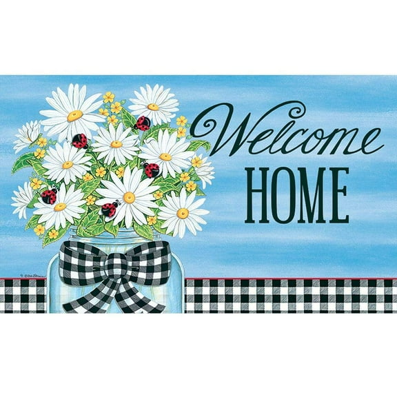 Custom Decor Daisies and Ladybugs Welcome Home Decorative Floor/Door Mat - 18" x 30"