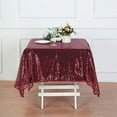 thumbnail image 3 of BalsaCircle 60" x 60" Burgundy Sequin Square Table Overlays Wedding Catering Tablecloth Linens, 3 of 8