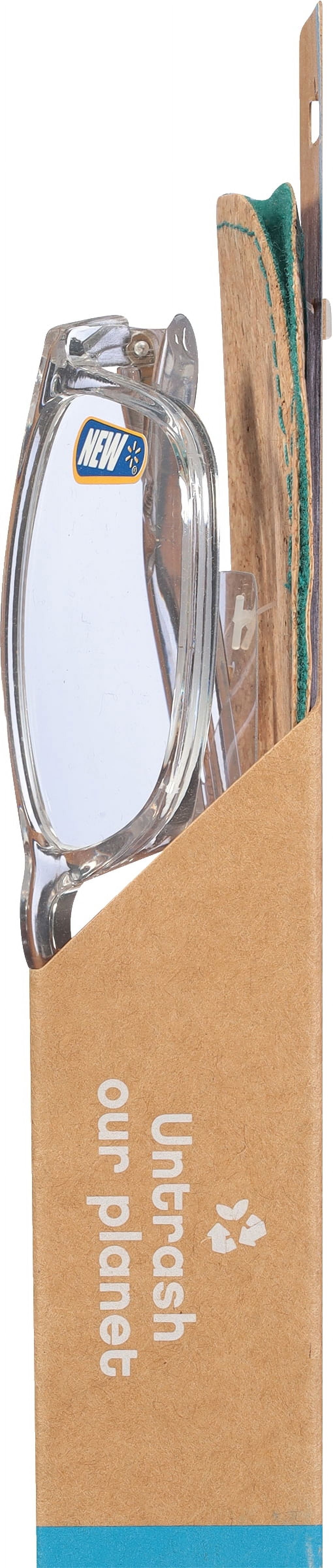 B.E Bio Eyes Mens Rectangular Reading Glasses Made from Recycled Plastic Ewan +1.50 in Crystal