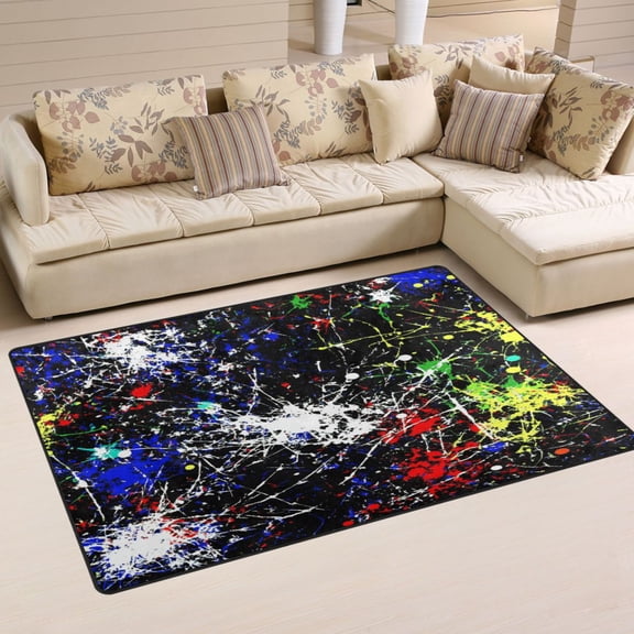 Colorful Splatter Pattern Soft Polyester Area Rug 31''x20'', Non Slip, Memory Foam, Water Absorbent