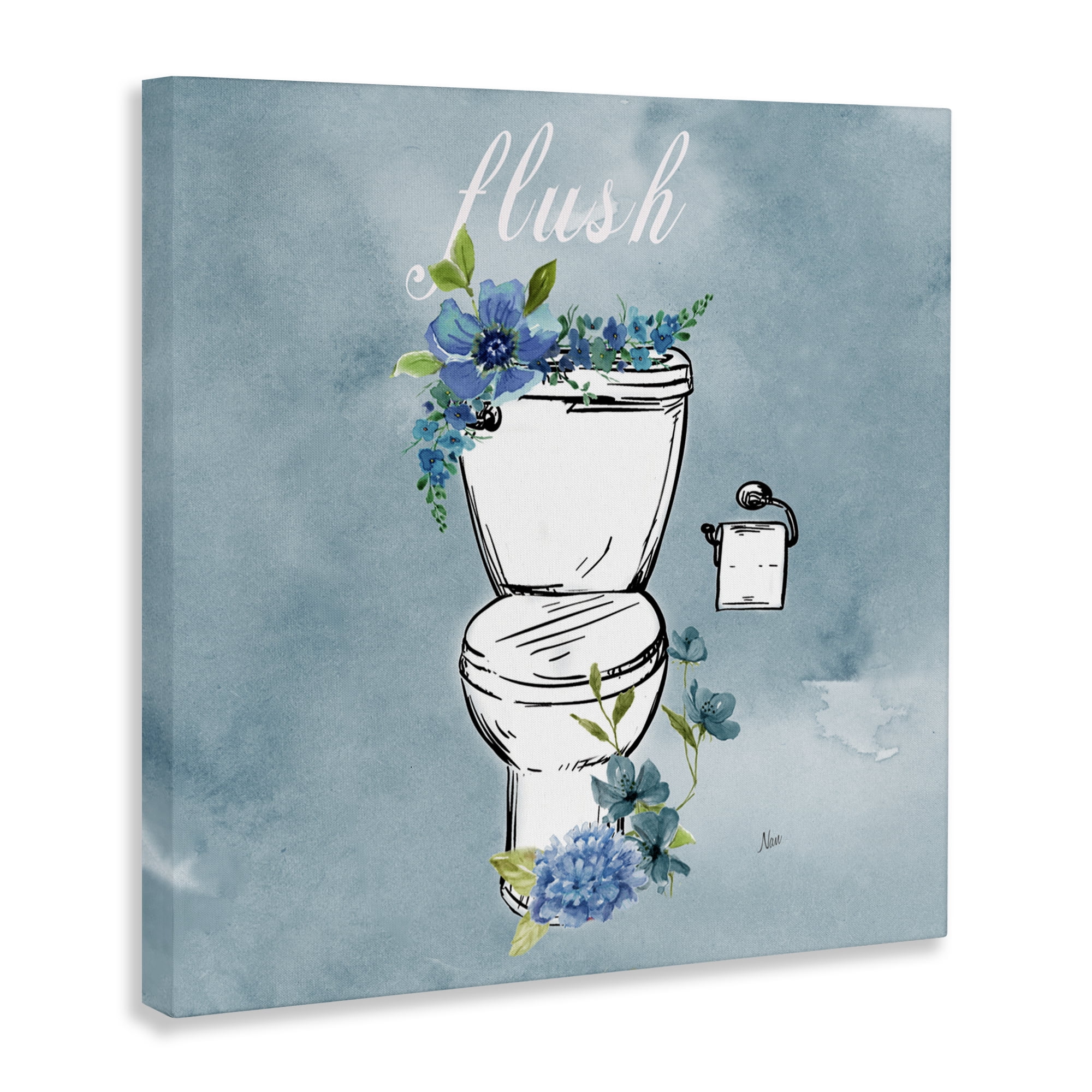 Stupell Industries Floral Bathroom Rules Flush Canvas Wall Art, design by Nan
