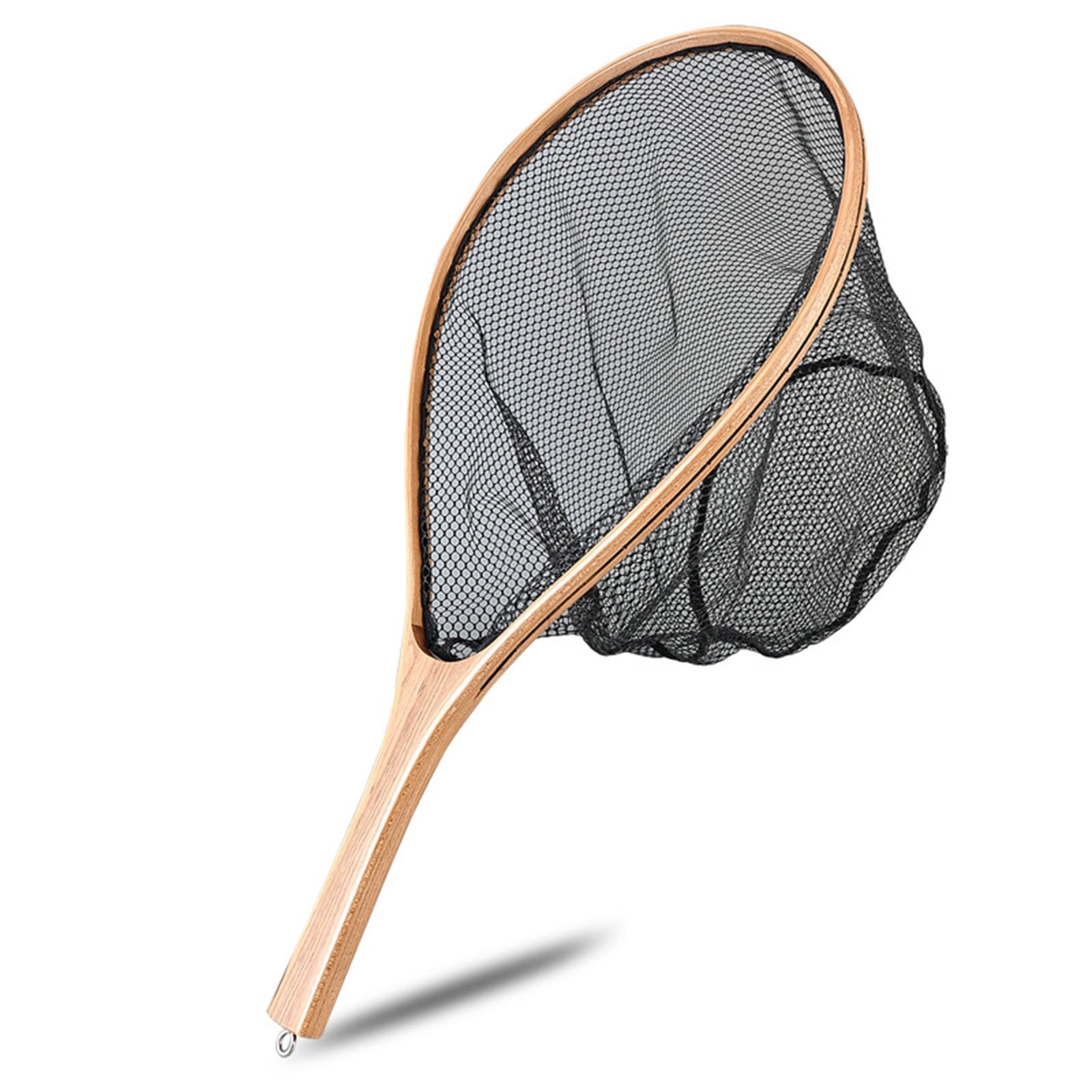 Wood Landing Net 25.8 Inch Rubberized for Steelhead Fly Fishing Heavy Duty Collapsible River Mouth Trolling