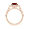 thumbnail image 2 of ANGARA Lab Grown 3.3 Ct Vintage Inspired Oval Ruby Double Halo Engagement Ring for Women in 14K Rose Gold (Size-10x8mm) | July Birthstone, Anniversary, Jewelry Gift for Women | Lab-Grown Ruby Ring, 2 of 8