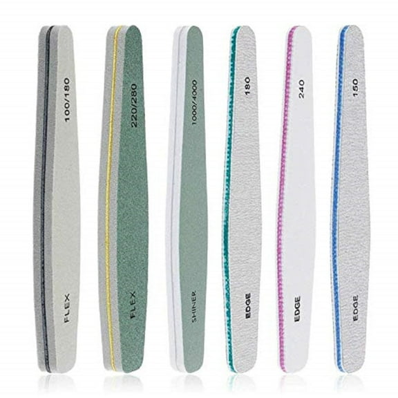 6-Piece Professional Nail File Set – 100/180 Grit Double-Sided Emery Board Nail Files, Ideal for Salon & Home Use TIKA