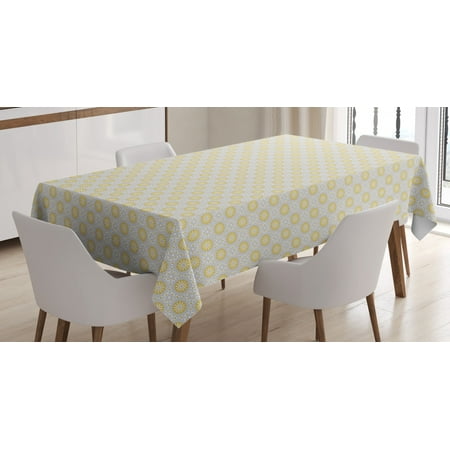 

Ambesonne Ethnic Tablecloth Rectangular Table Cover Endless Motifs 60 x90 Earth Yellow Pale Grey