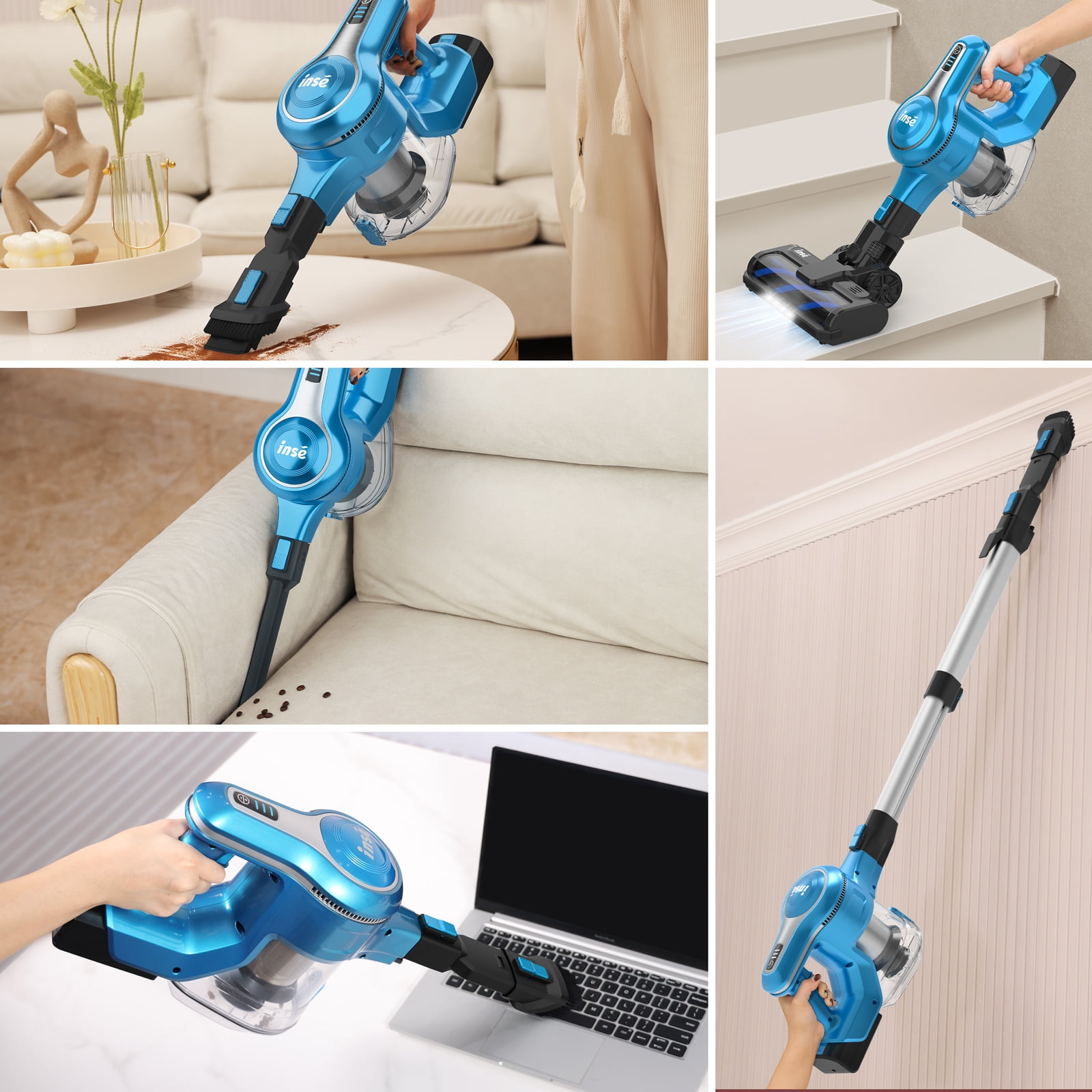 INSE S6 Plus 30Kpa 300W Cordless Vacuum, 2 Batteries, 90mins Runtime, for Carpet, Hard Floor, Pet Hair  (图5)