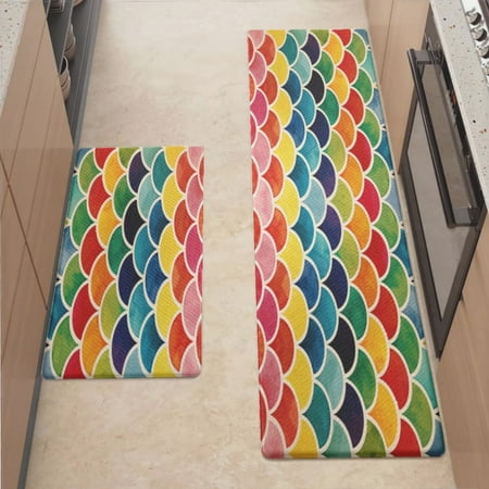 

Anti Fatigue Kitchen Mat Color Vibrant Waves Dynamic Kitchen Rugs Non Slip Cushioned Standing Mat for Sink Floor Laundry Office Desk Mid 17.3 x 29