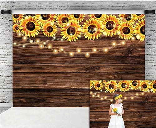 7x5ft Sunflower Wooden Floor Backdrop Baby Shower Wedding Birthday Party Banner 