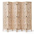 thumbnail image 3 of Jostyle 6 Panel Solid Wood Room Divider Privacy Screen - Freestanding Folding Partition with Leaves Openwork Design, Paulownia Wood Frame Natural, No Assembly for Living Room, Bedroom, Office, 3 of 12