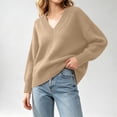 thumbnail image 5 of TGSLY Women's Wool Blend Sweater Soft Casual V Neck Long Sleeve Knit Pullover Relaxed Casual Solid Color Fall Layering Tops S, 5 of 9