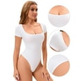 thumbnail image 3 of DARING DIVA Bodysuit Thong Short Sleeve T-shirt Leotard Jumpsuit L White, 3 of 5