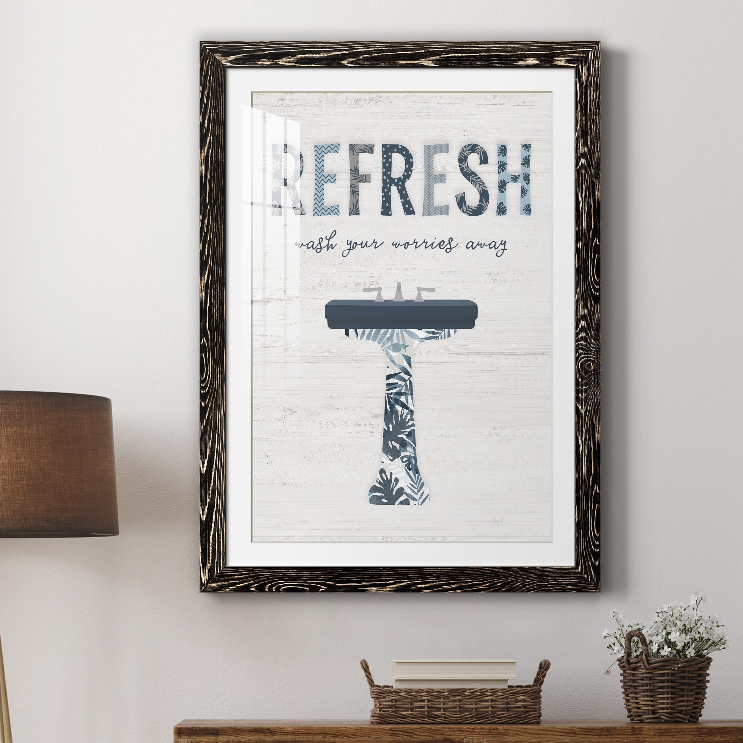 Palm Bath II - Premium Framed Print - Distressed Barnwood Frame - Ready to Hang