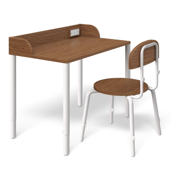 Mainstays Kids Grow With Me Adjustable Desk and Chair, Warm Walnut